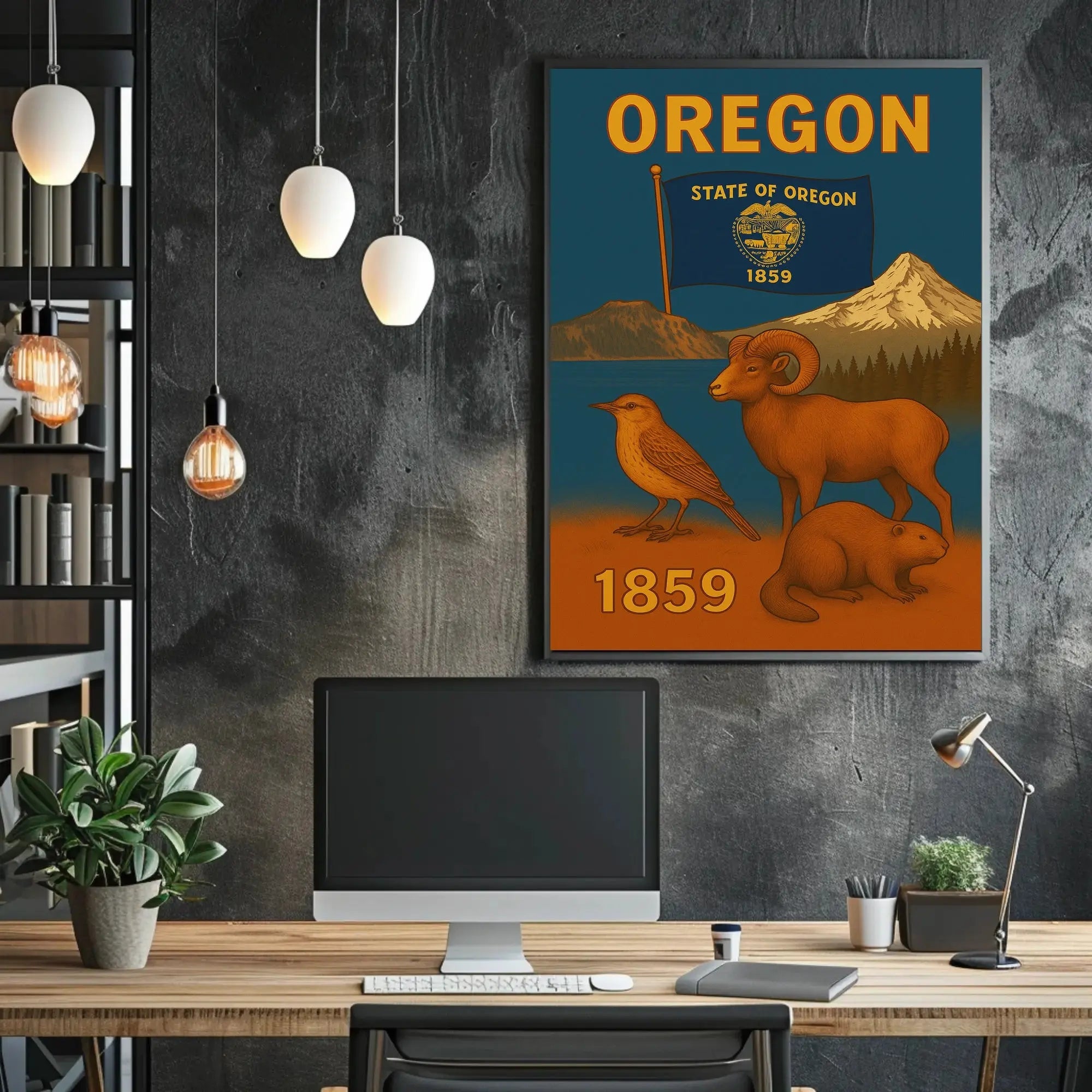 Oregon Heritage Wildlife Travel Poster PosterGoat