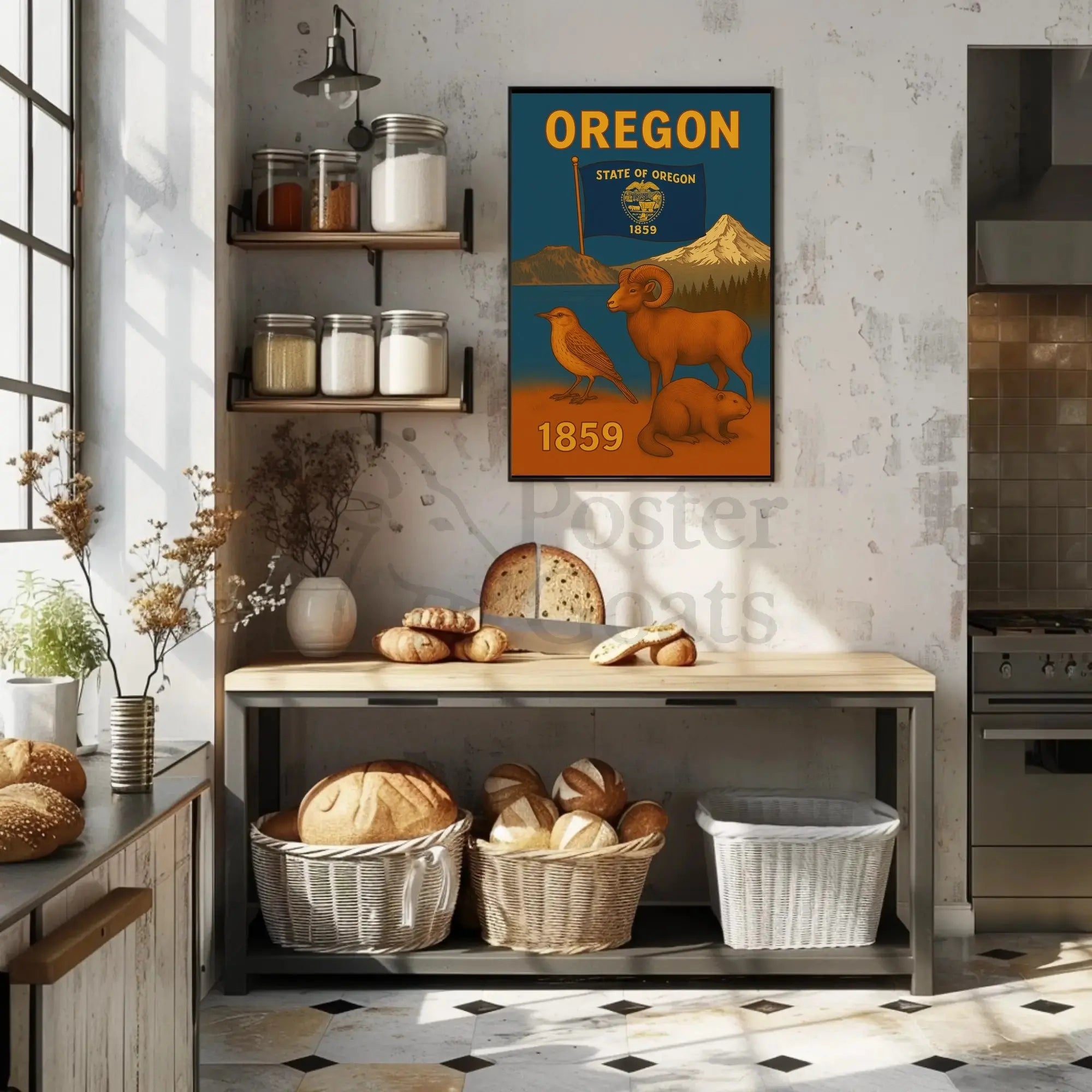 Oregon Heritage Wildlife Travel Poster PosterGoat