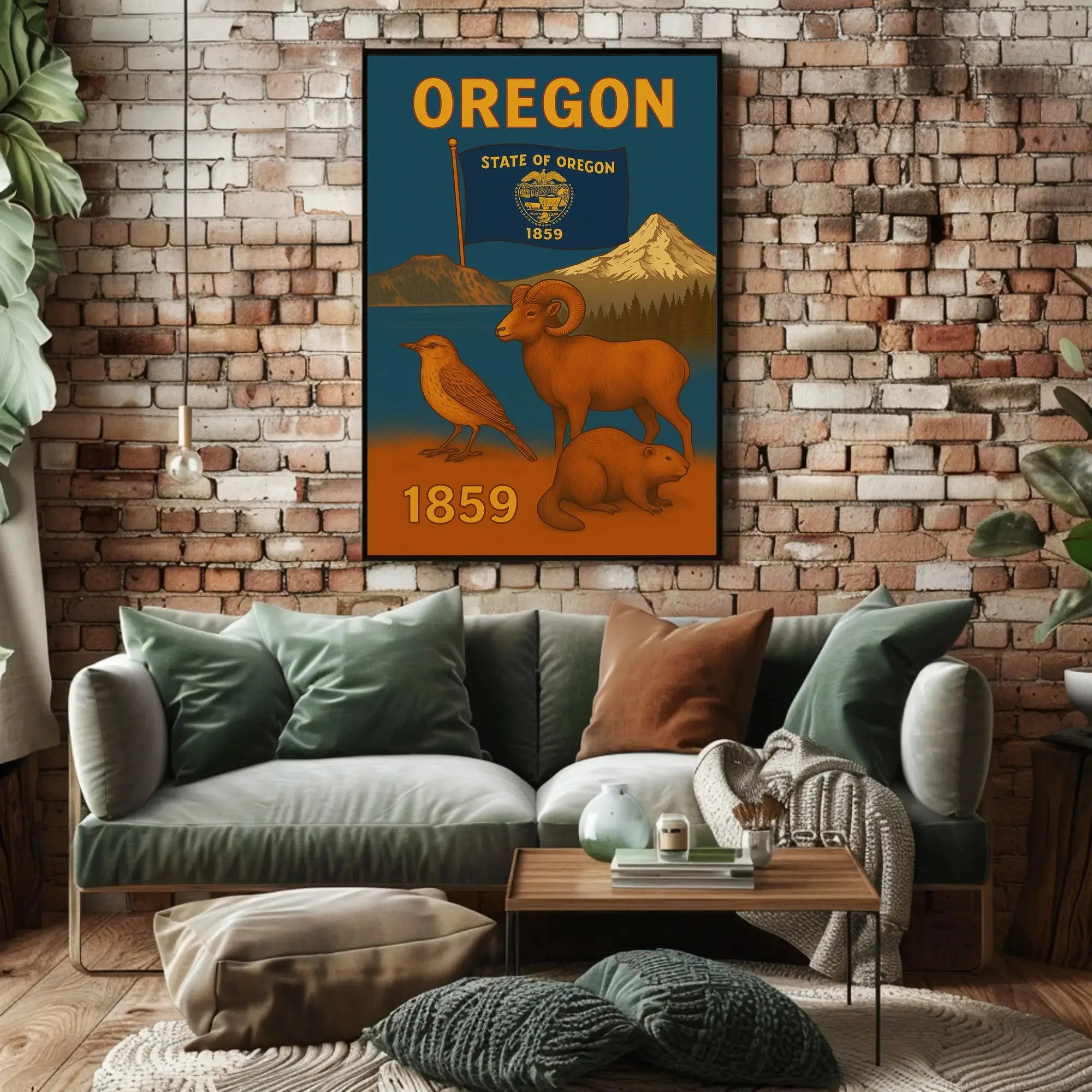 Oregon Heritage Wildlife Travel Poster PosterGoat