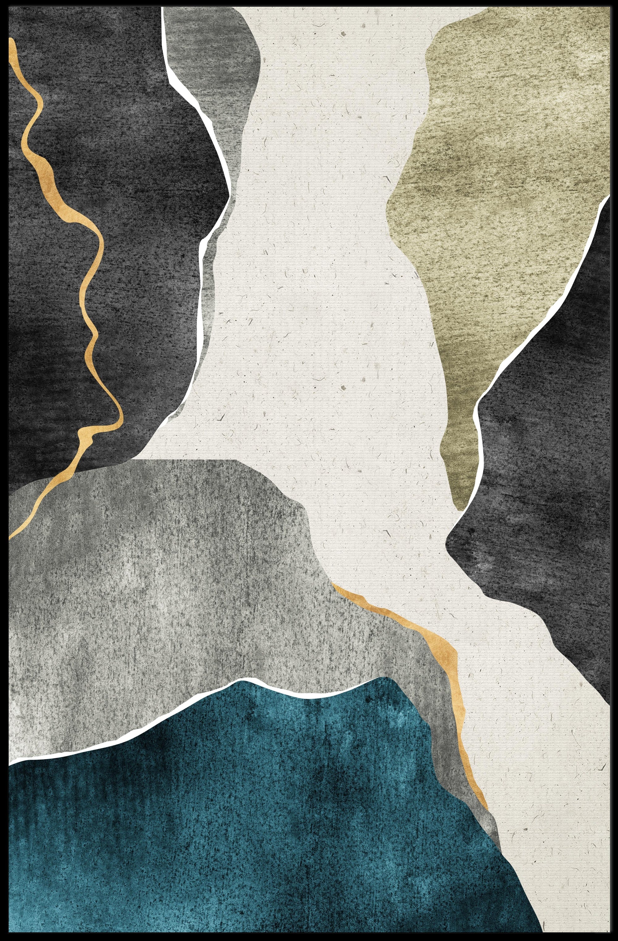 Organic Shapes Collage in Earthy Tones Abstract or Artistic Poster PosterGoat