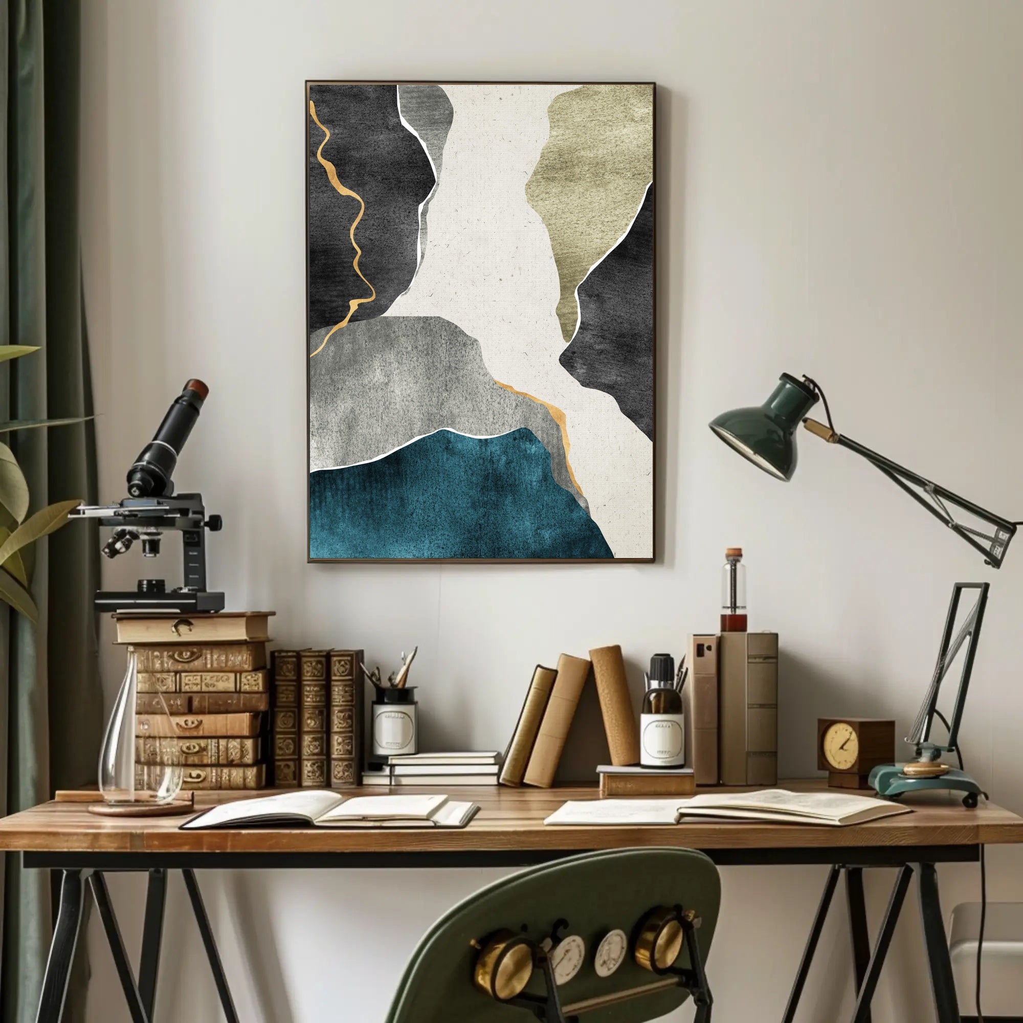 Organic Shapes Collage in Earthy Tones Abstract or Artistic Poster PosterGoat