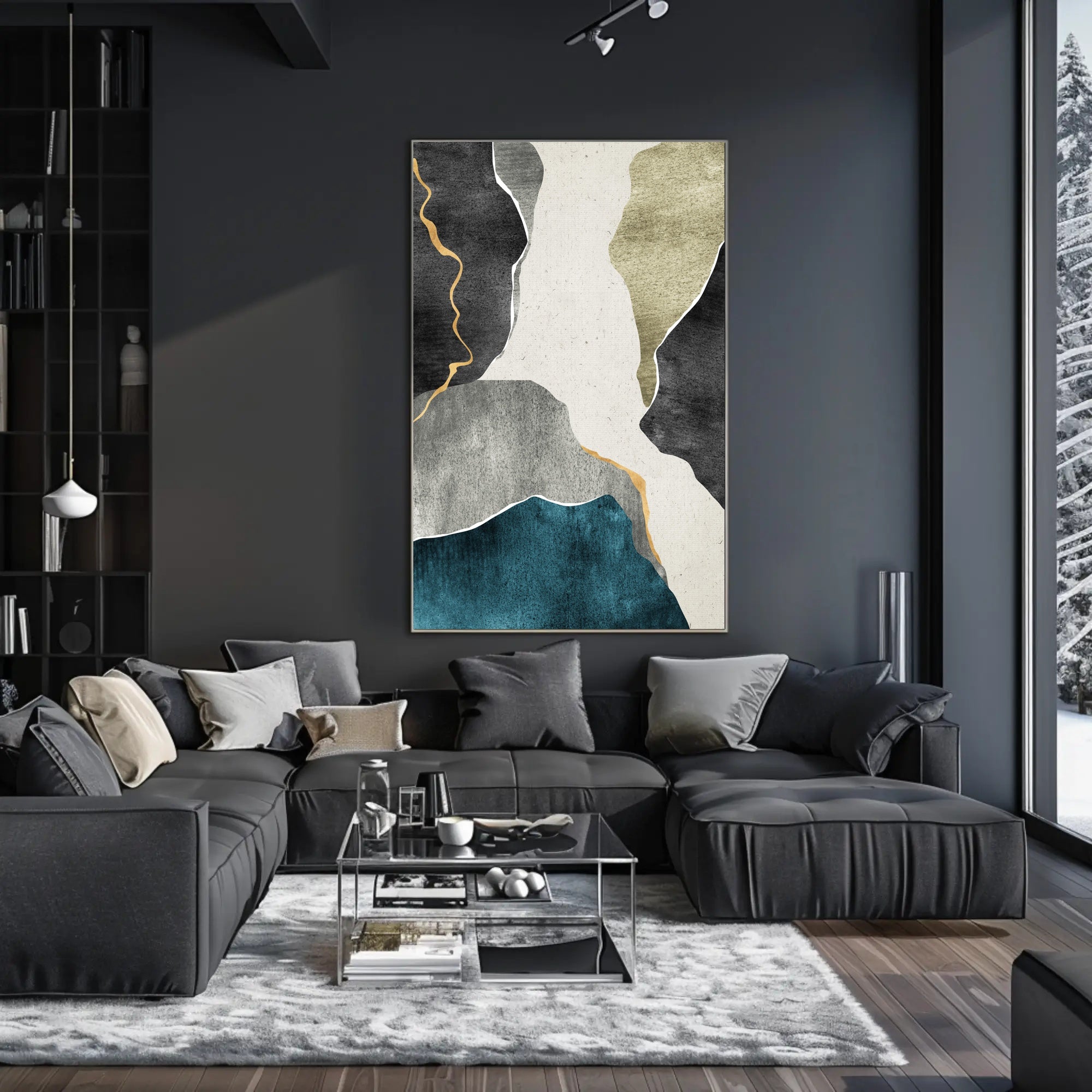 Organic Shapes Collage in Earthy Tones Abstract or Artistic Poster PosterGoat