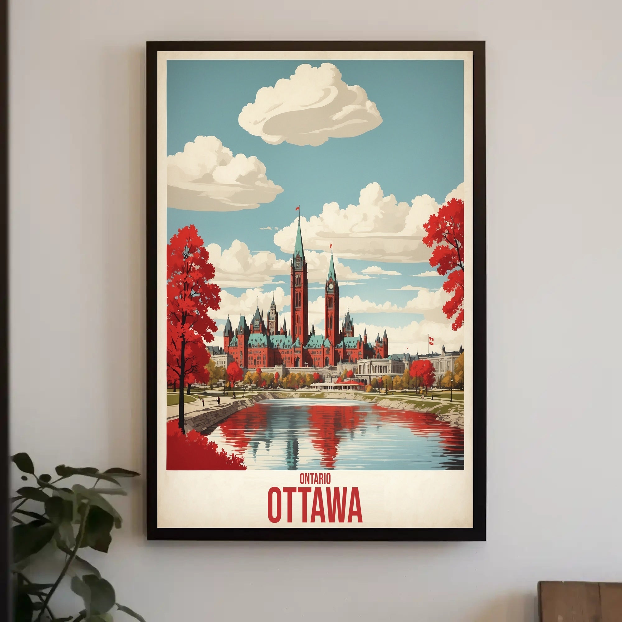 Ottawa Autumn Parliament Vintage Travel Poster PosterGoat