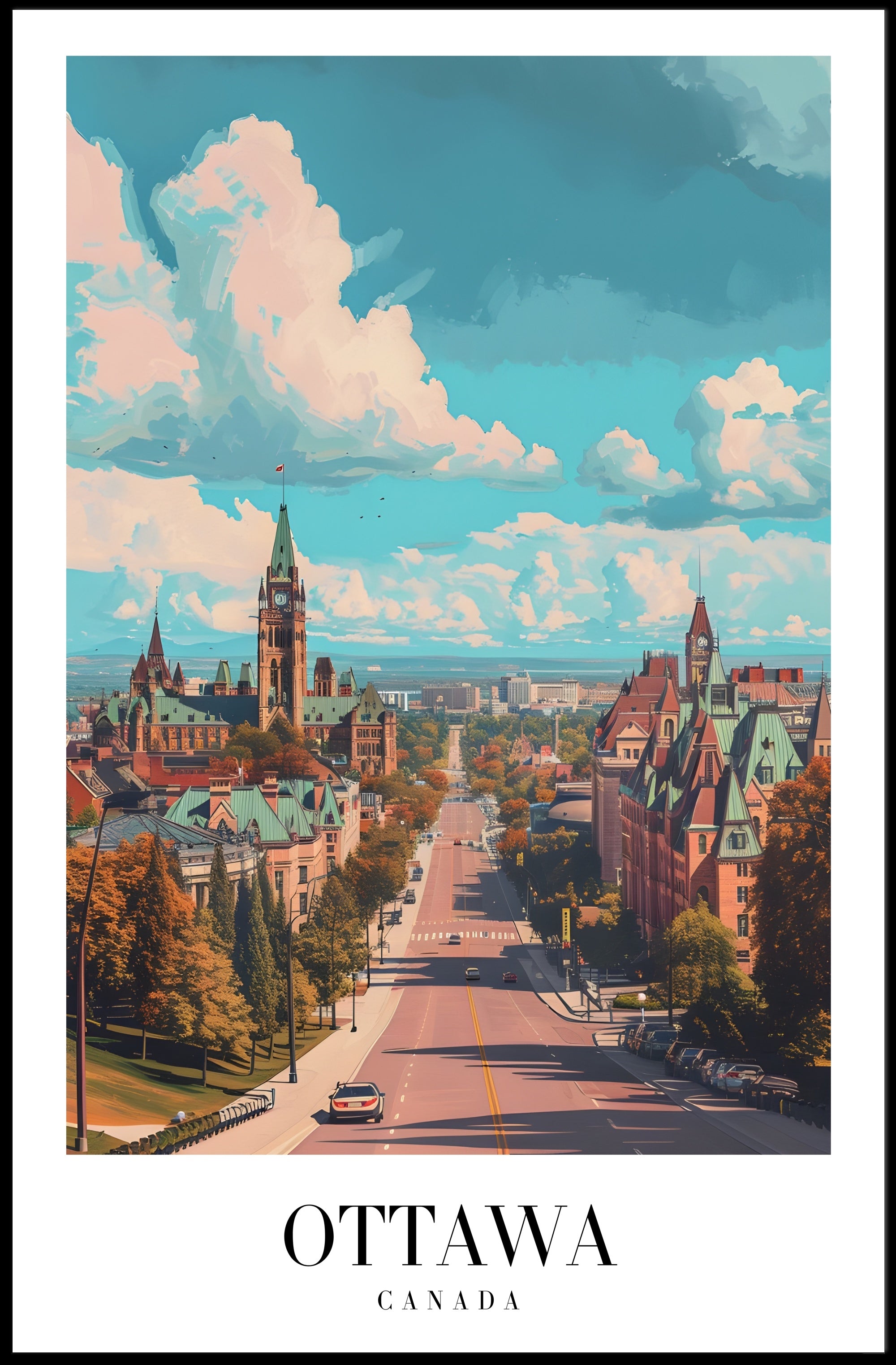Ottawa Cityscape Vibrant Autumn View Travel Poster PosterGoat