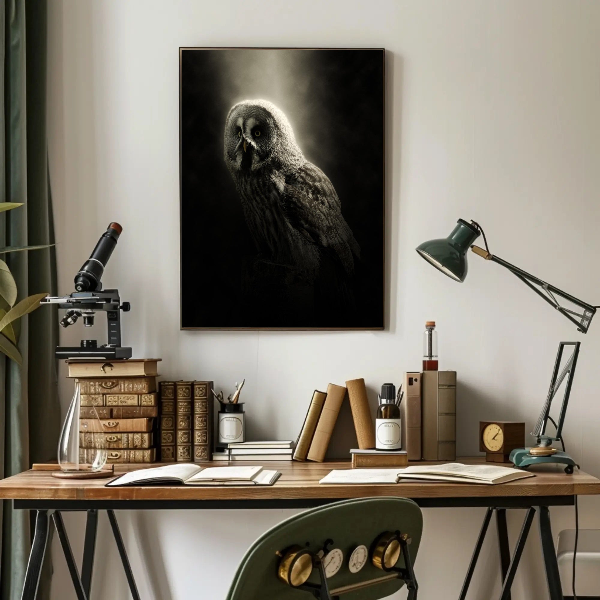 Owl Photorealistic Nocturnal Art Animal Poster PosterGoat