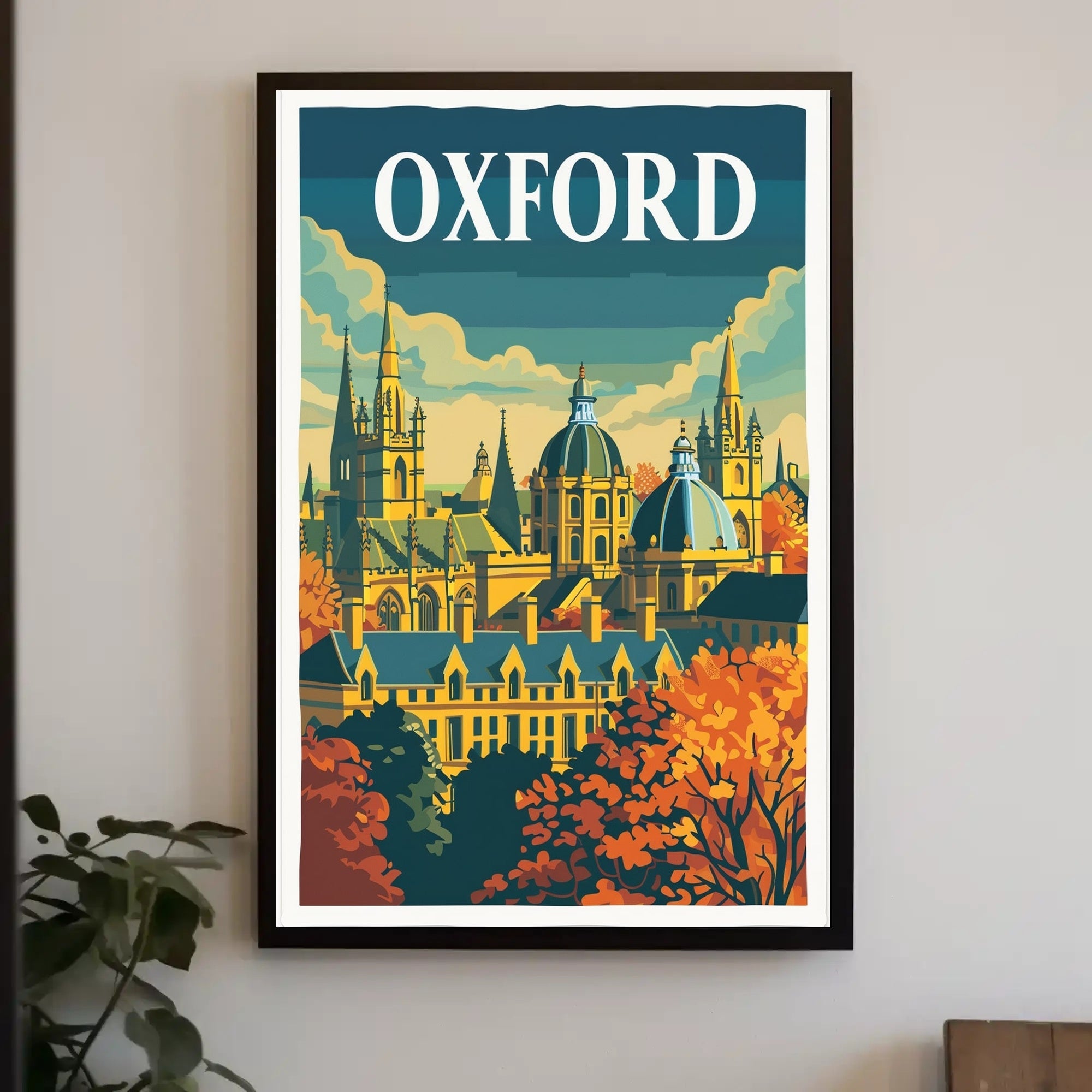 Oxford Autumn Vintage Cityscape Travel Poster PosterGoat