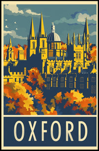 Oxford Autumn Vintage Travel Art - Urban or Cityscape Poster PosterGoat