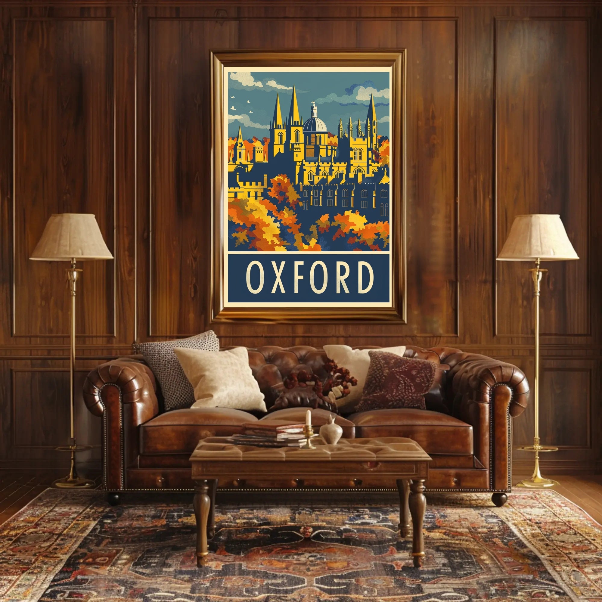 Oxford Autumn Vintage Travel Art - Urban or Cityscape Poster PosterGoat