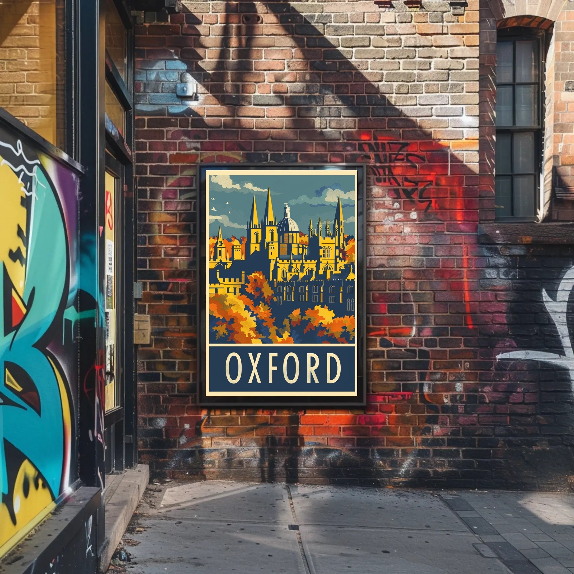Oxford Autumn Vintage Travel Art - Urban or Cityscape Poster PosterGoat
