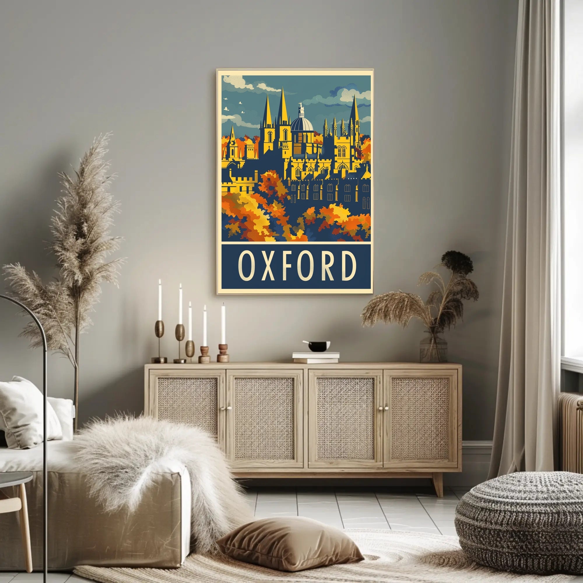 Oxford Autumn Vintage Travel Art - Urban or Cityscape Poster PosterGoat