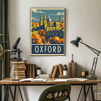 Oxford Autumn Vintage Travel Art - Urban or Cityscape Poster PosterGoat