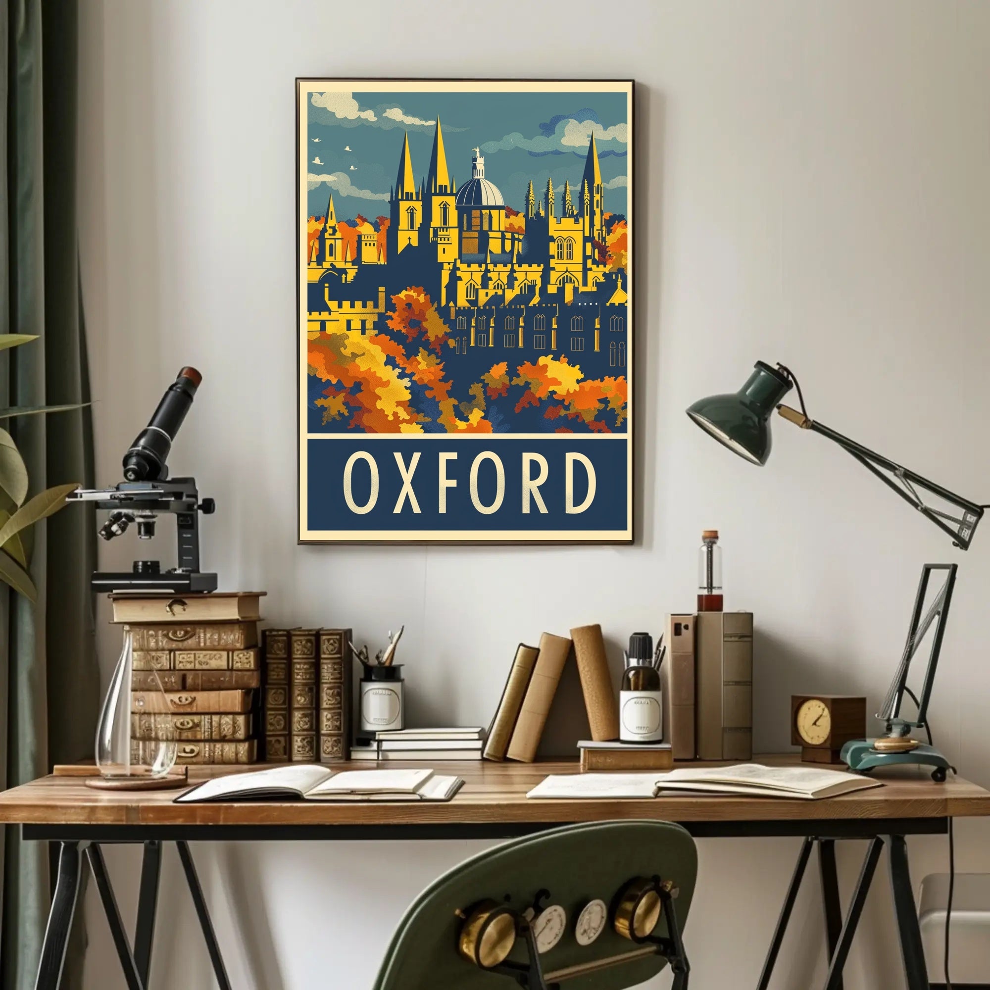 Oxford Autumn Vintage Travel Art - Urban or Cityscape Poster PosterGoat
