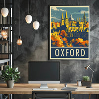 Oxford Autumn Vintage Travel Art - Urban or Cityscape Poster PosterGoat