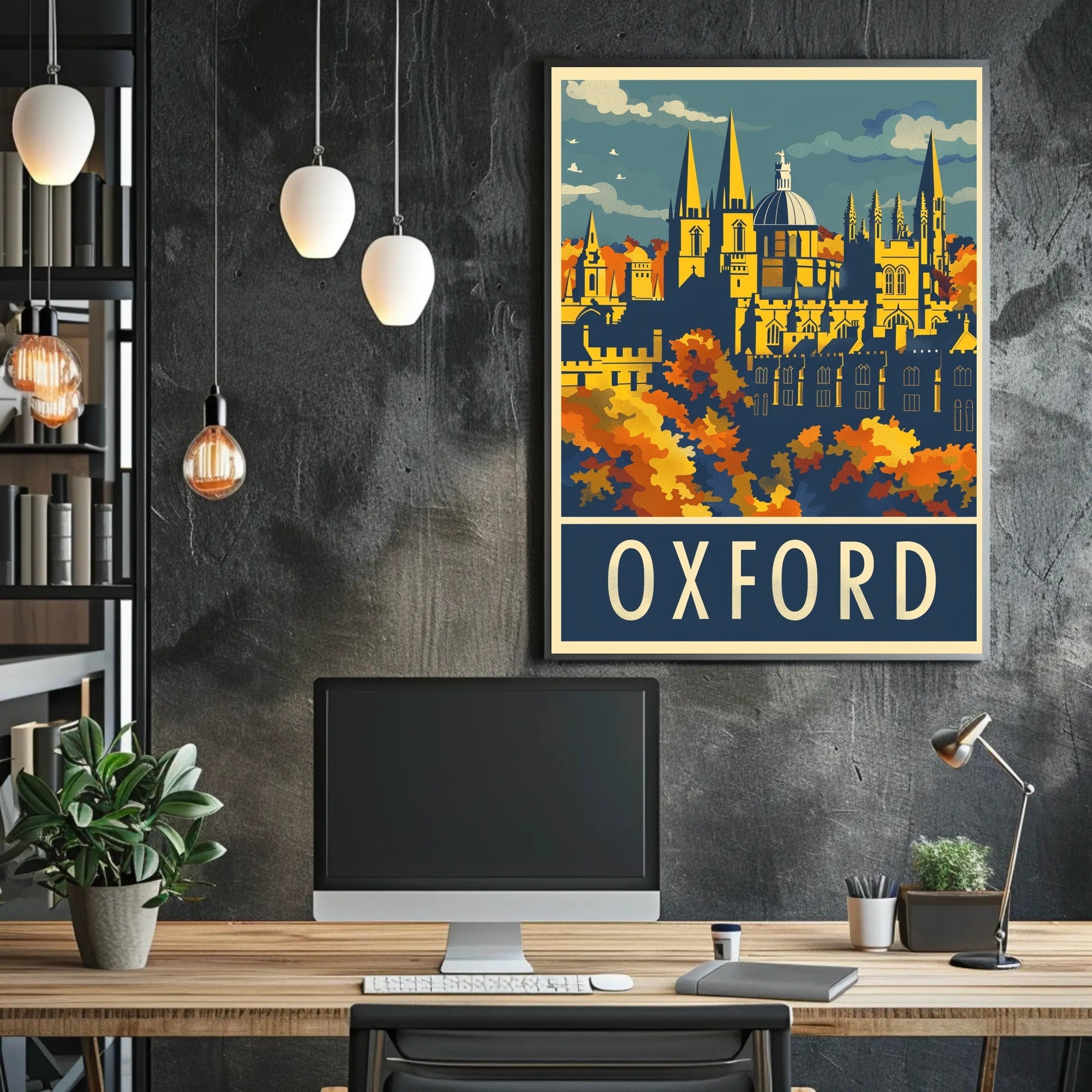 Oxford Autumn Vintage Travel Art - Urban or Cityscape Poster PosterGoat
