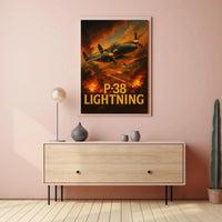 P-38 Lightning WWII Aerial Combat Scene Poster PosterGoat