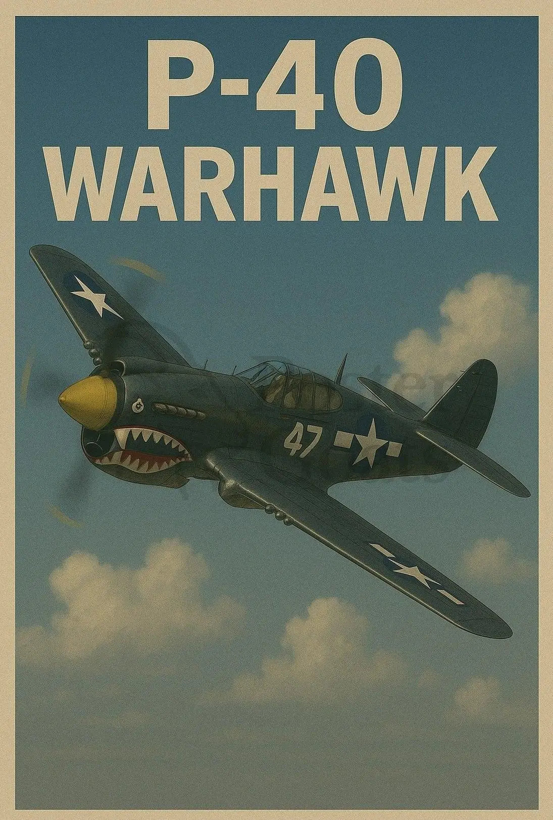 P-40 Warhawk WWII Vintage Military Recruitment Poster PosterGoat