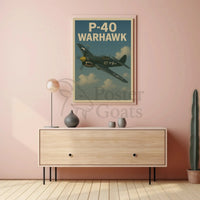 P-40 Warhawk WWII Vintage Military Recruitment Poster PosterGoat