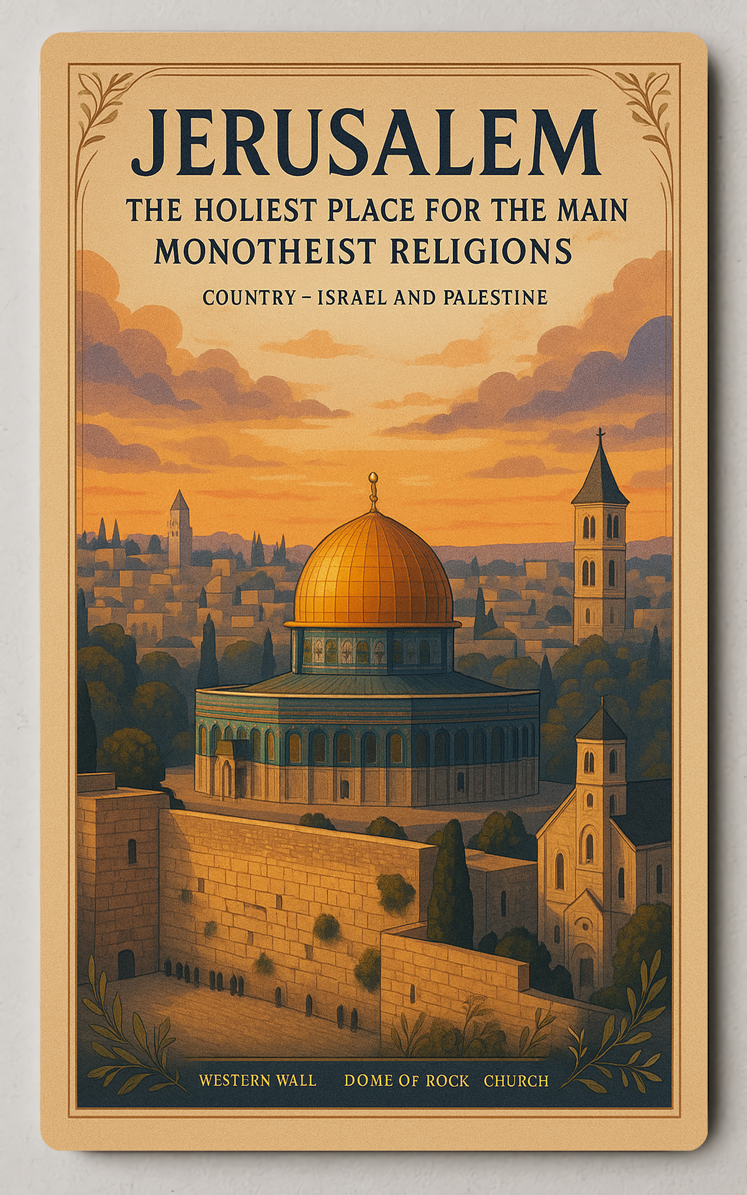 Jerusalem Heritage Vintage Illustration Cultural or Heritage Trading Card