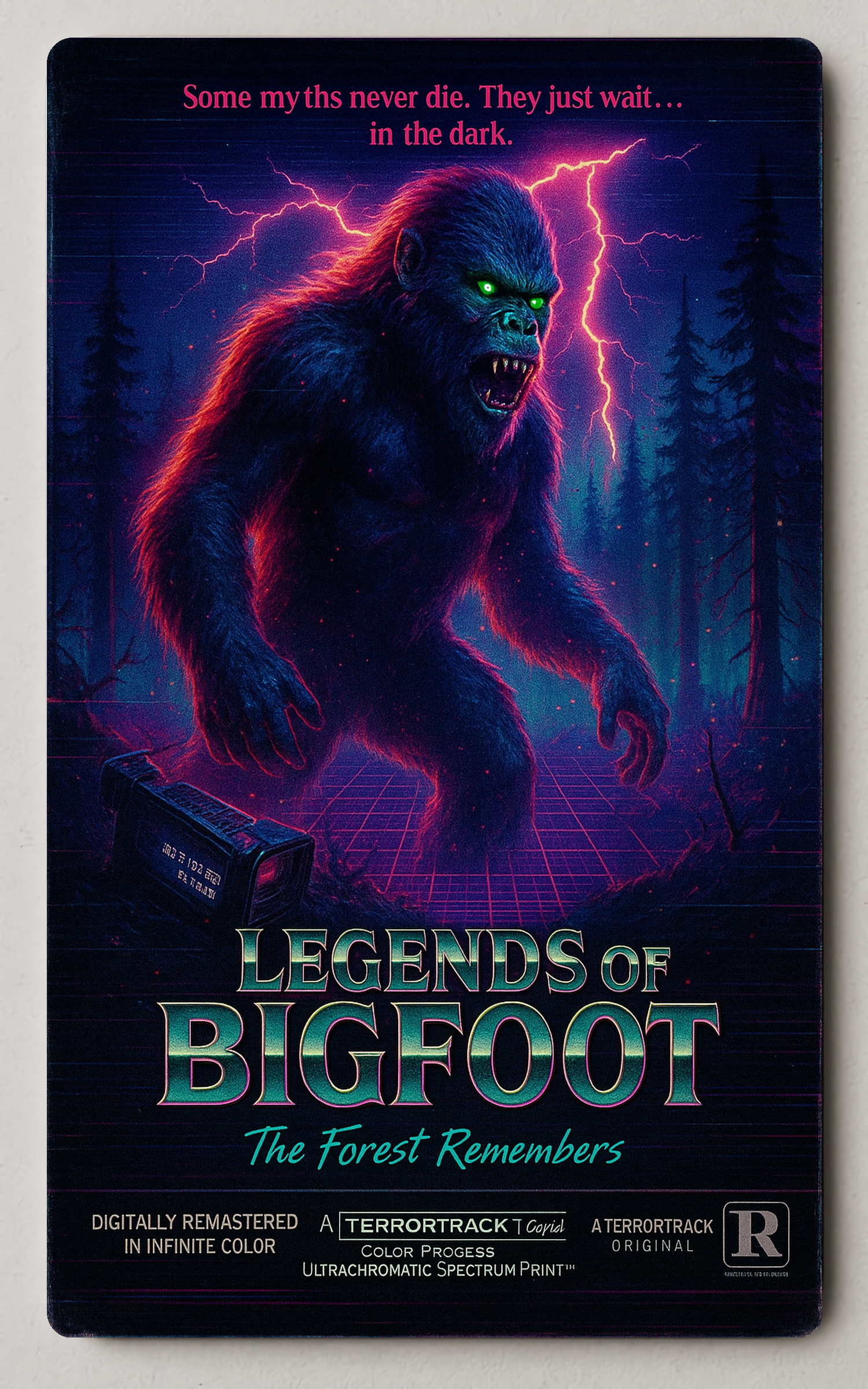 Bigfoot Mystery Forest Dark Neon Fantasy or Mythology Trading Card