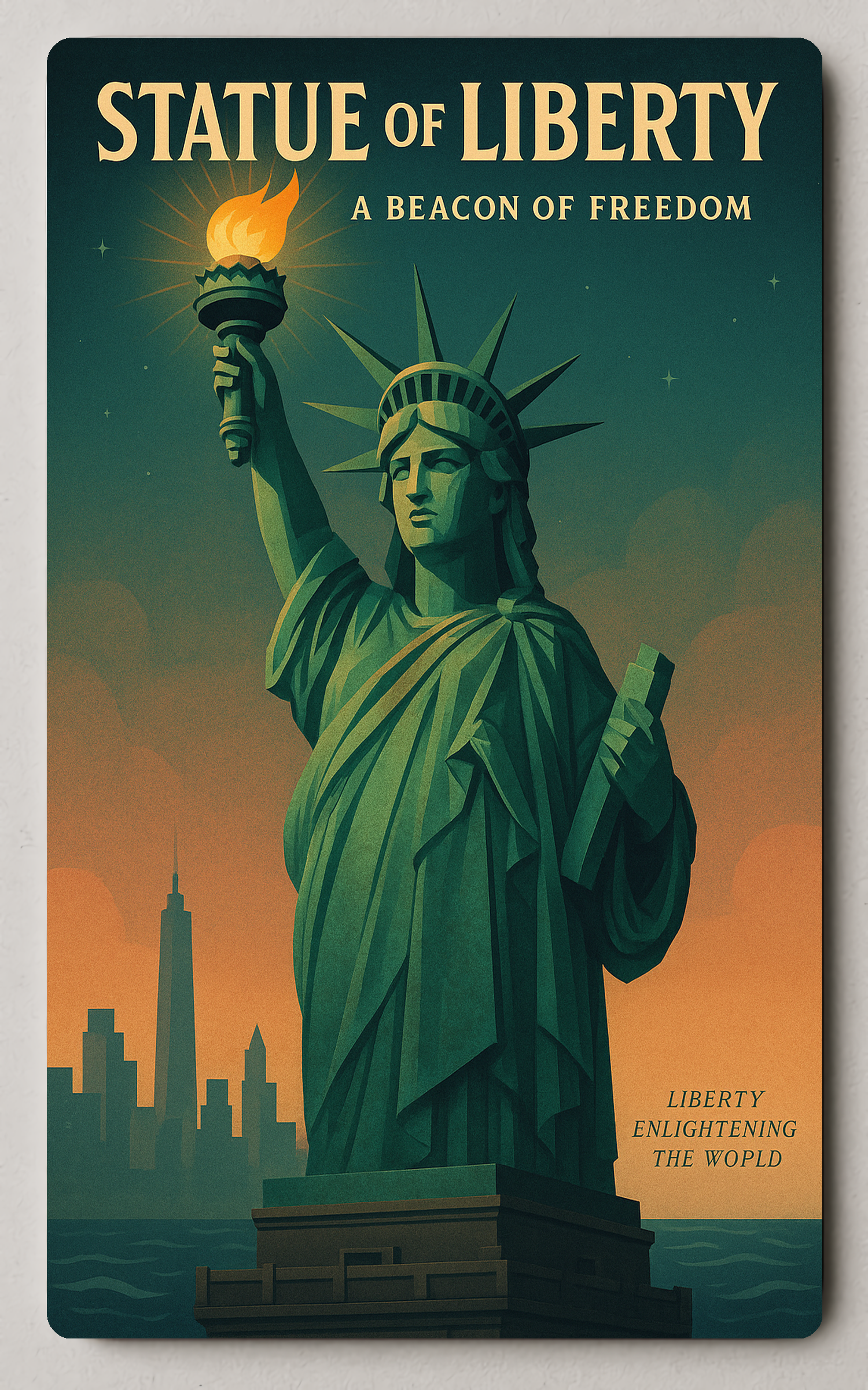 Statue of Liberty Sunset Urban or Cityscape Trading Card