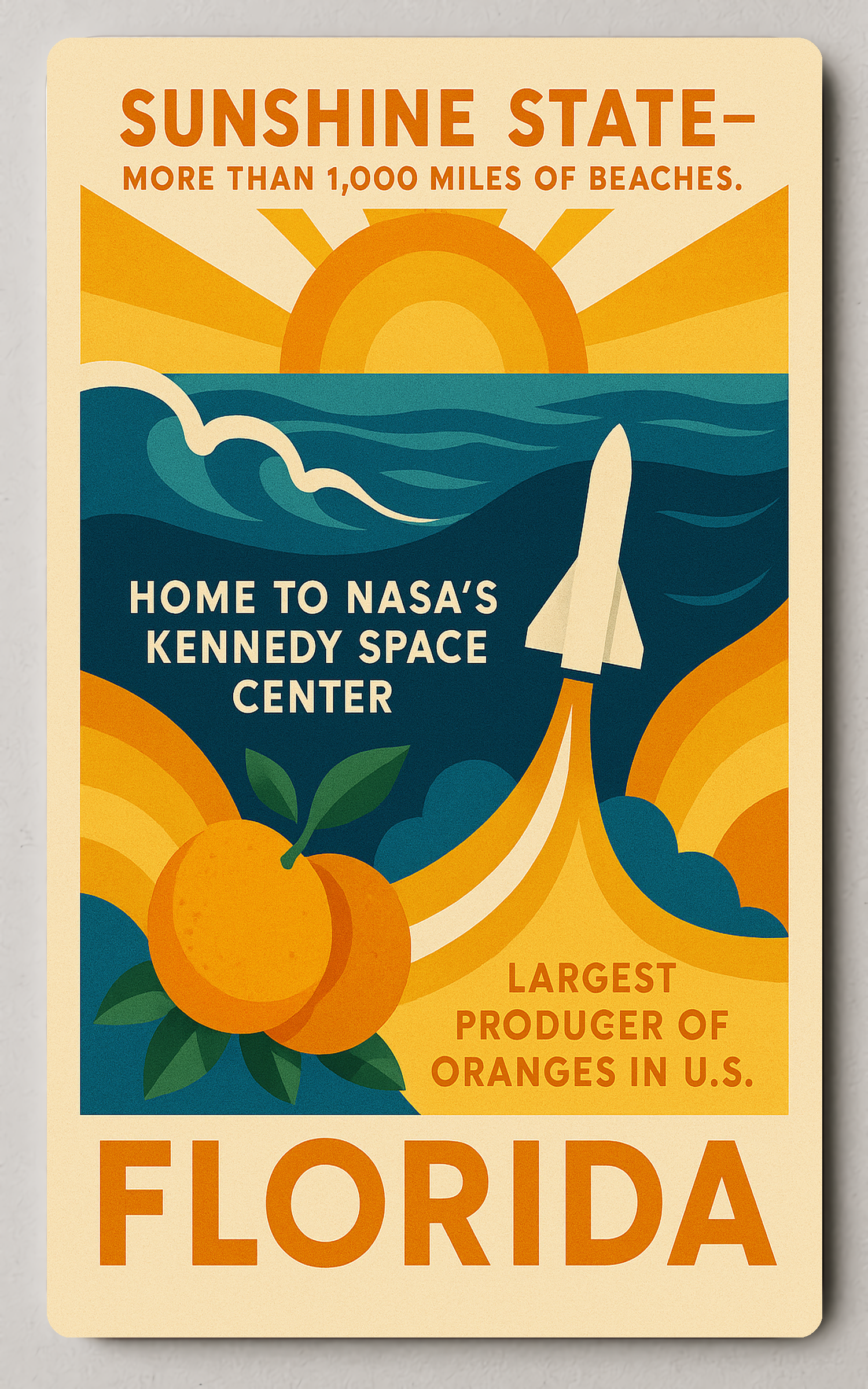 Florida's Vibrant Tribute: Retro Travel Trading Card