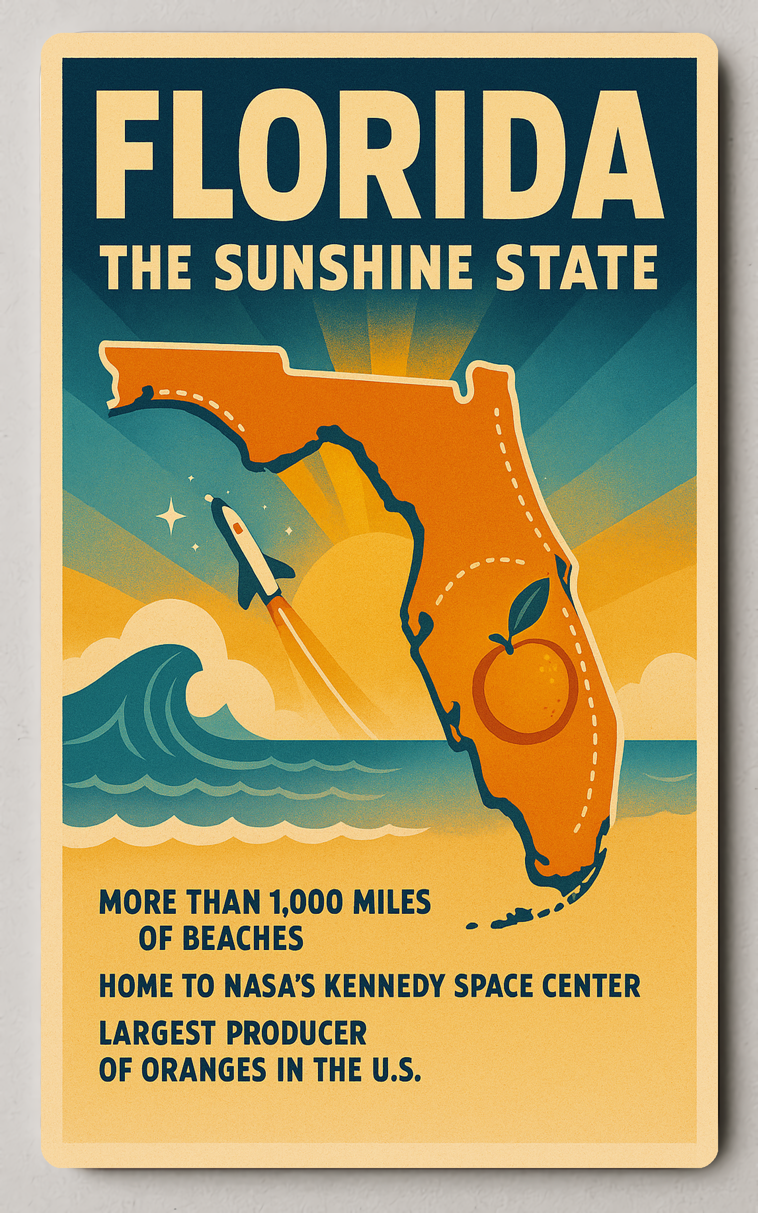 Florida Retro Travel Trading Card: Explore the Sunshine State PosterGoat