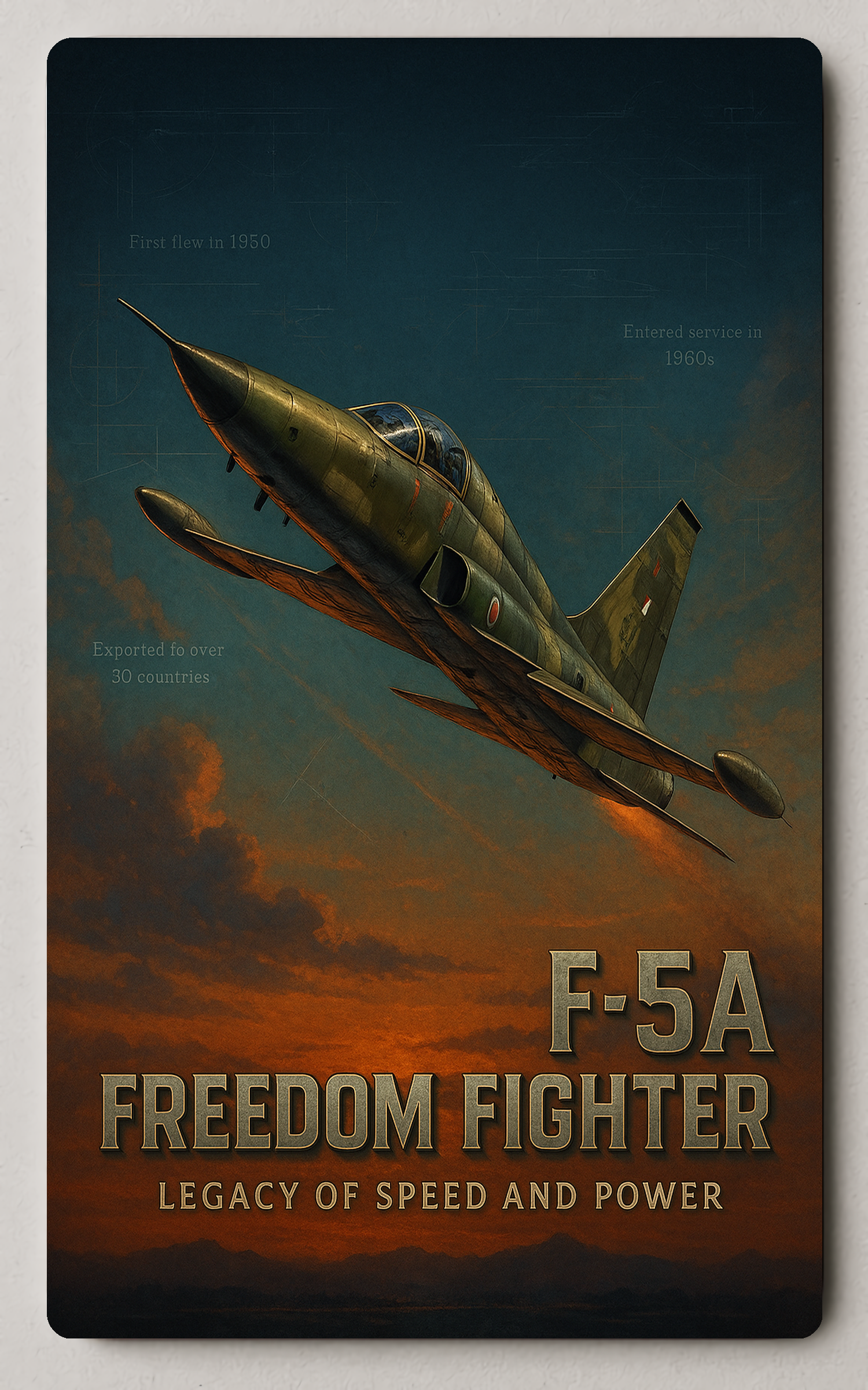 F-5A Freedom Fighter Aviation History Military Recruitment Trading Card PosterGoat