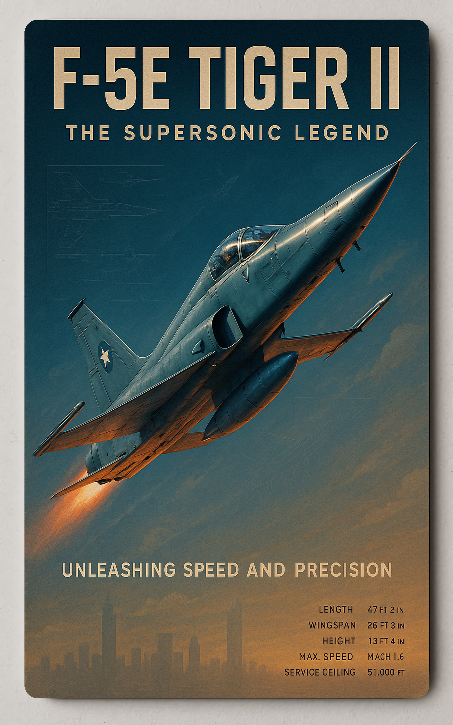 F-5E Tiger II Vintage Military Aviation Recruitment Trading Card PosterGoat