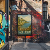 Painting of River with Bridge Poster Art Print PosterGoat