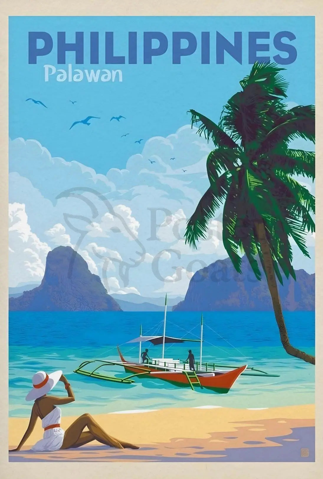 Palawan Philippines Vintage Beach Travel Poster PosterGoat
