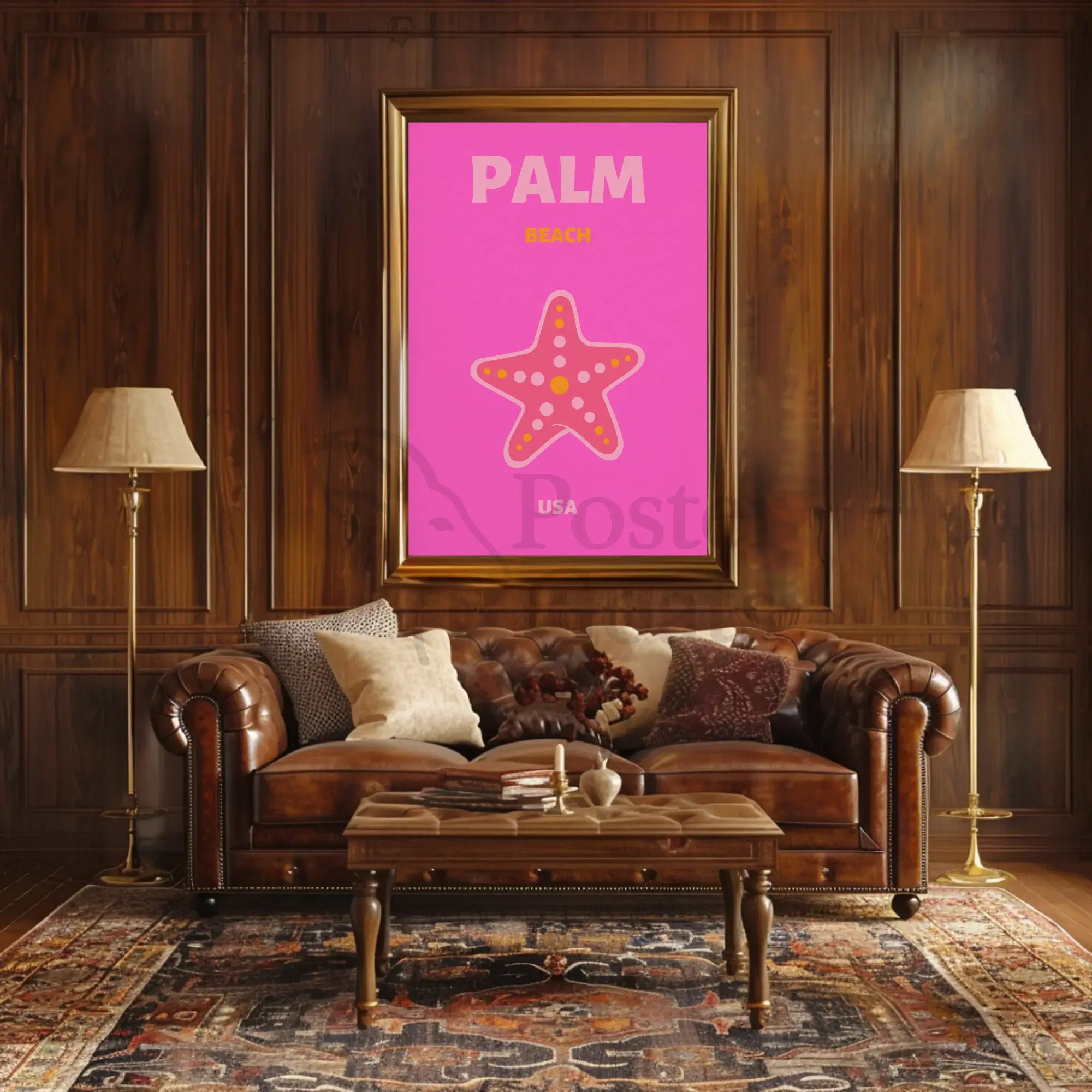Palm Beach Vibrant Starfish Travel Poster PosterGoat