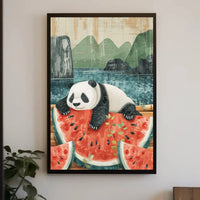 Panda and Watermelon Harmony Animal Poster PosterGoat