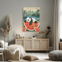 Panda and Watermelon Harmony Animal Poster PosterGoat