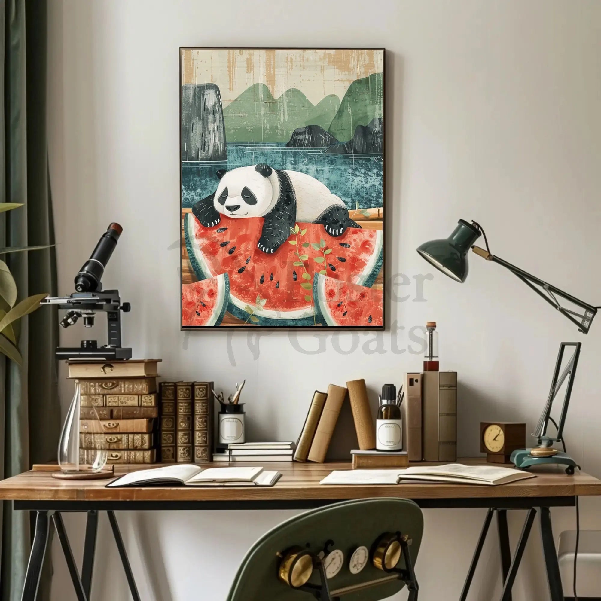 Panda and Watermelon Harmony Animal Poster PosterGoat