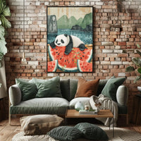 Panda and Watermelon Harmony Animal Poster PosterGoat