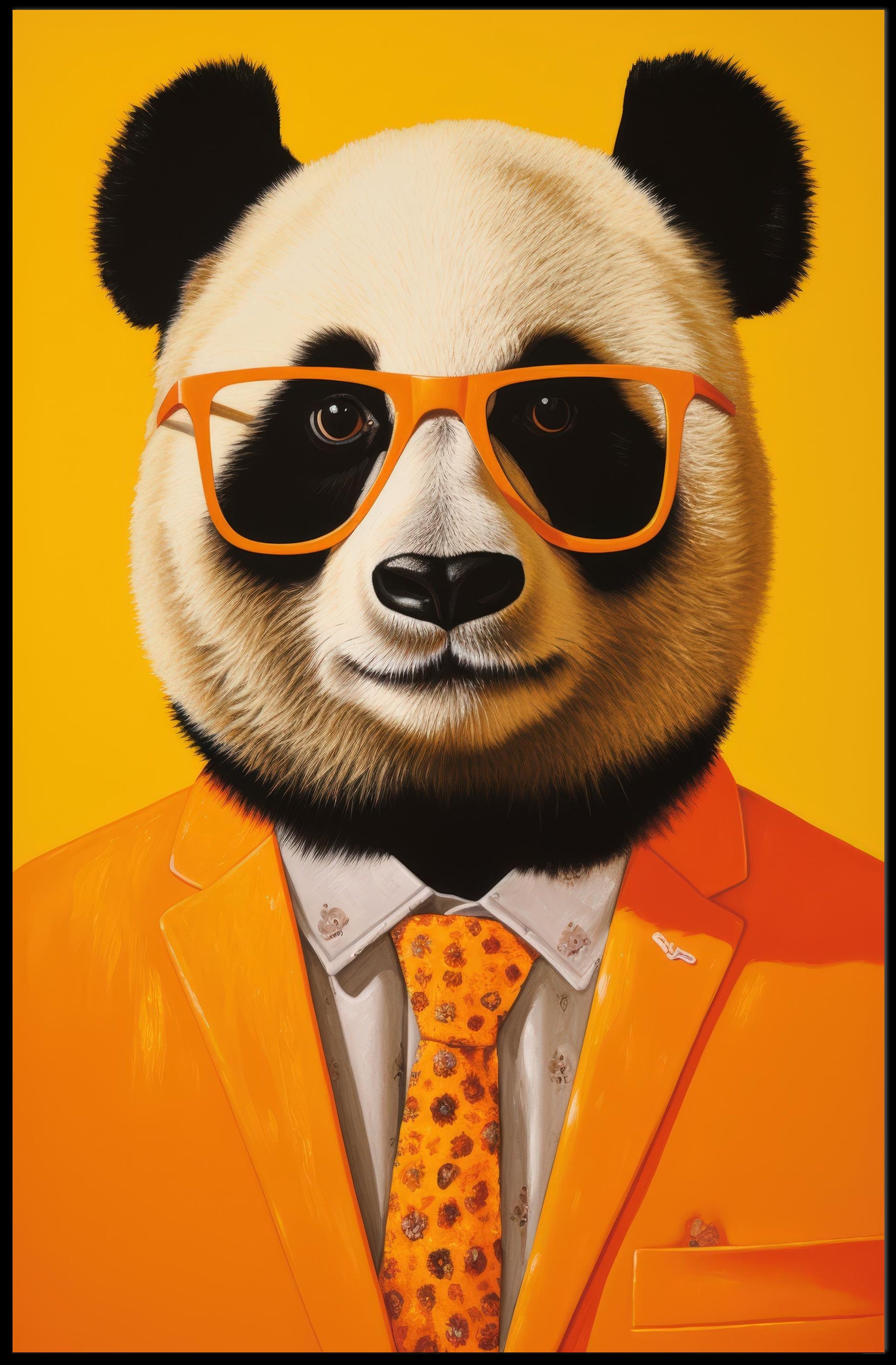 Panda in Vibrant Suit Modern Animal Poster PosterGoat