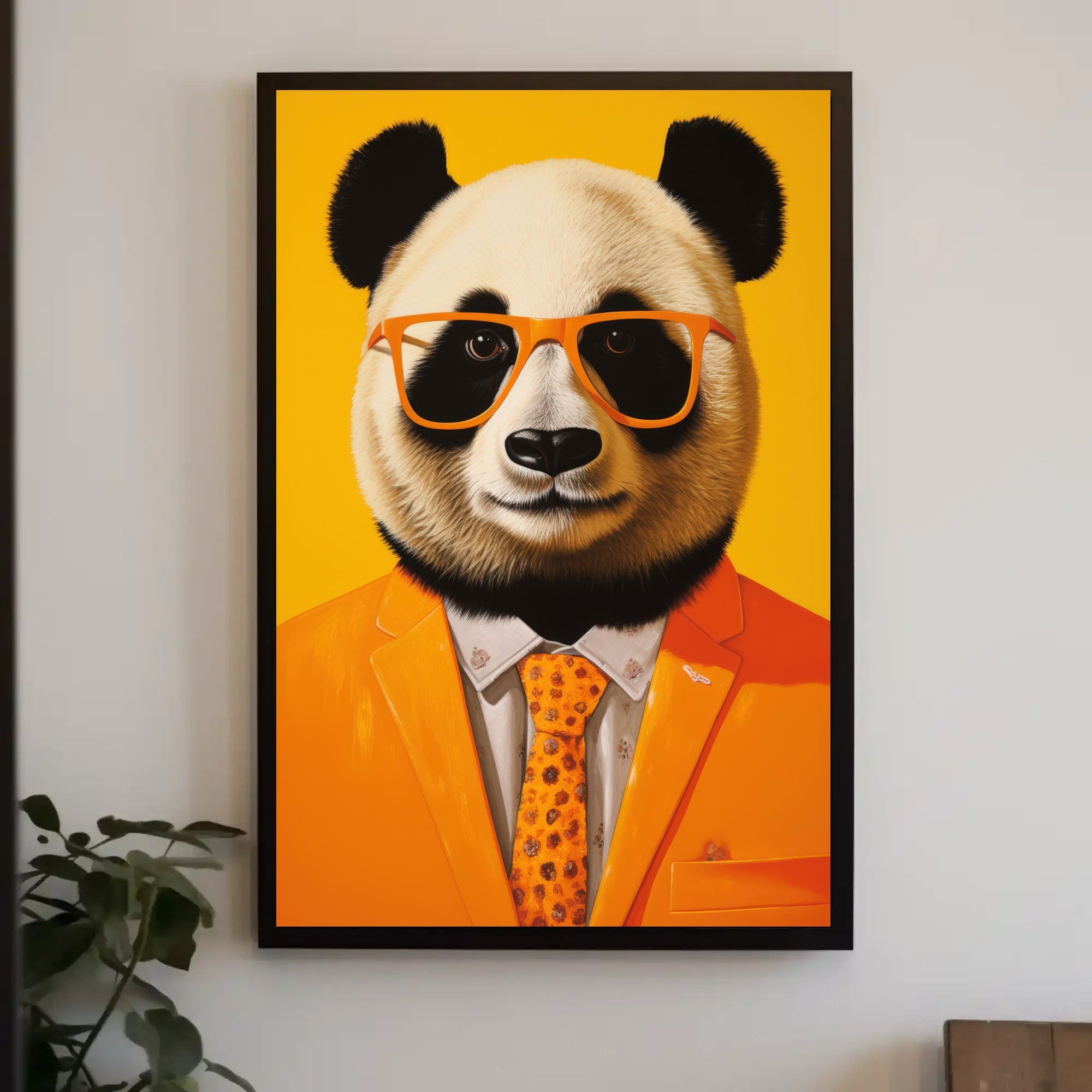 Panda in Vibrant Suit Modern Animal Poster PosterGoat