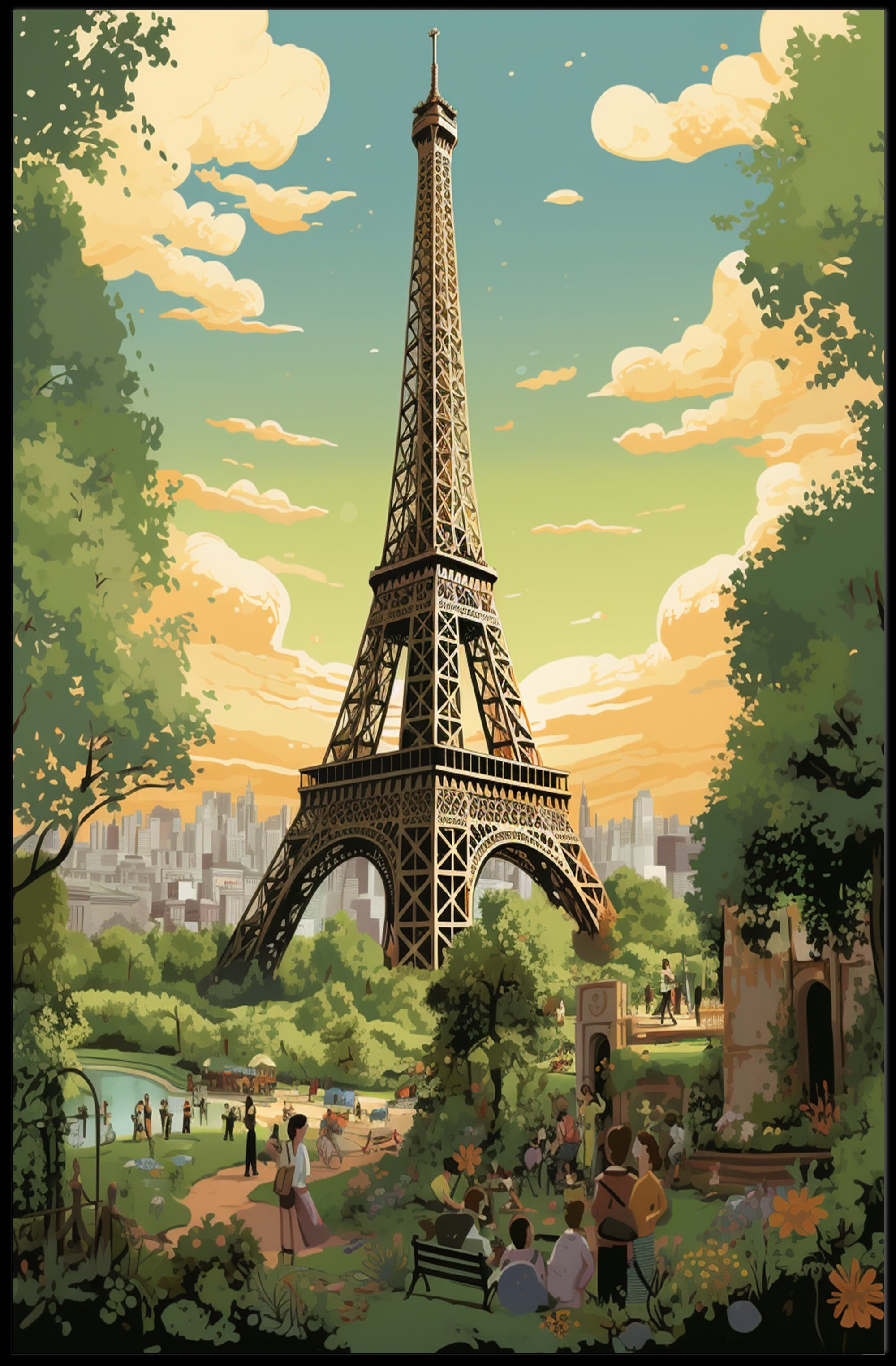 Paris Eiffel Tower Cityscape: Travel Poster PosterGoat