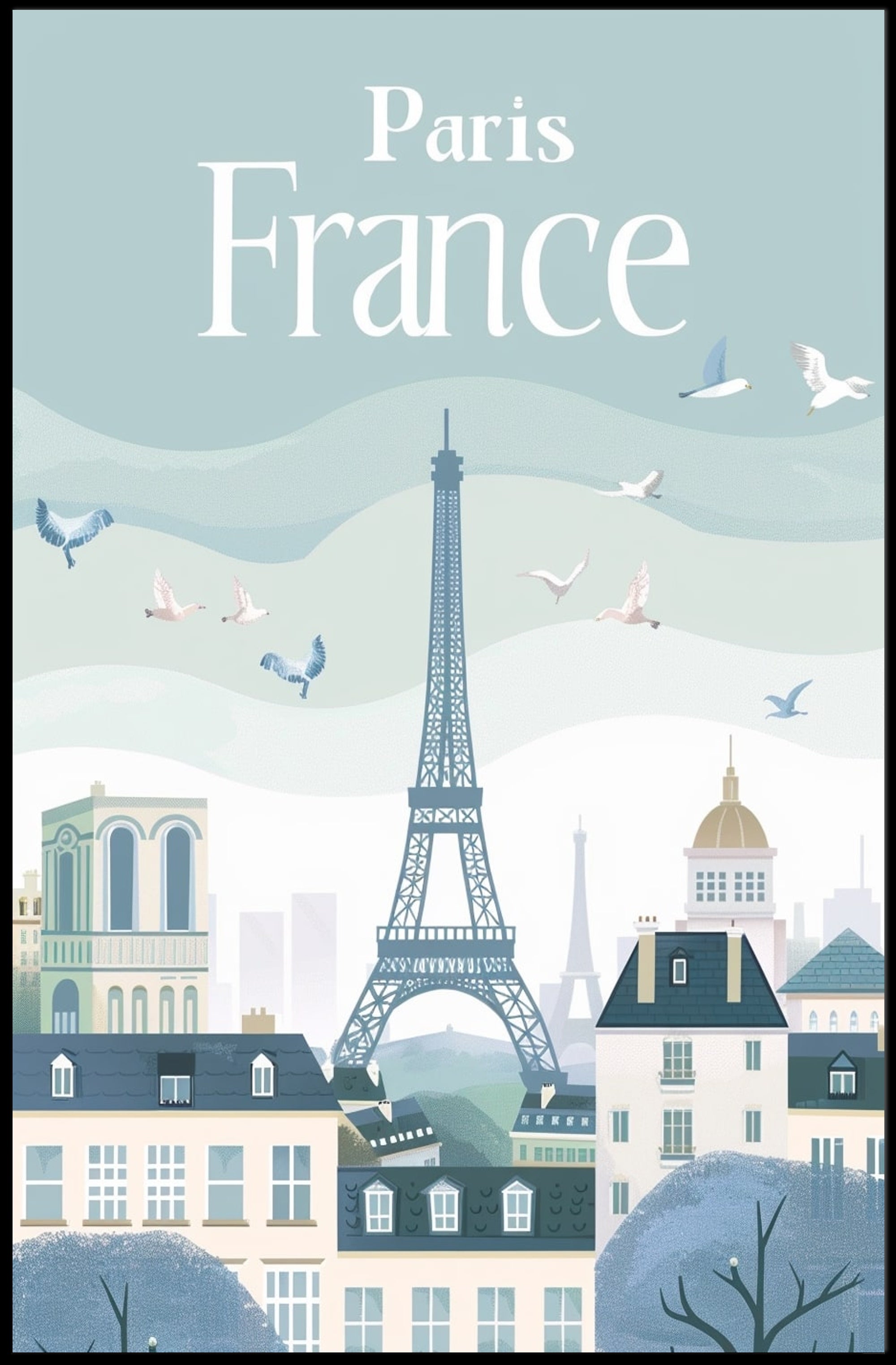 Paris Eiffel Tower Scenic Travel Poster PosterGoat
