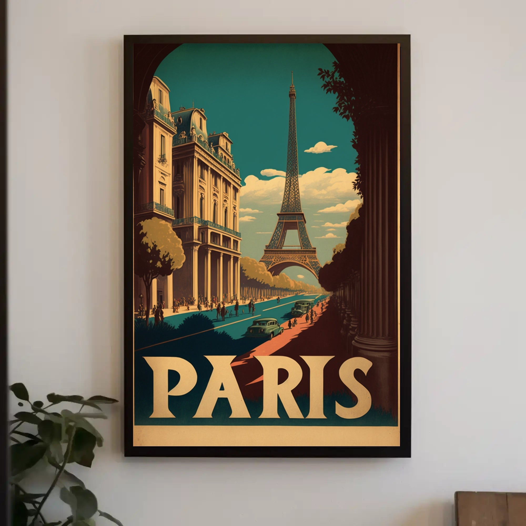 Paris in Nostalgic Cityscape Travel Poster PosterGoat