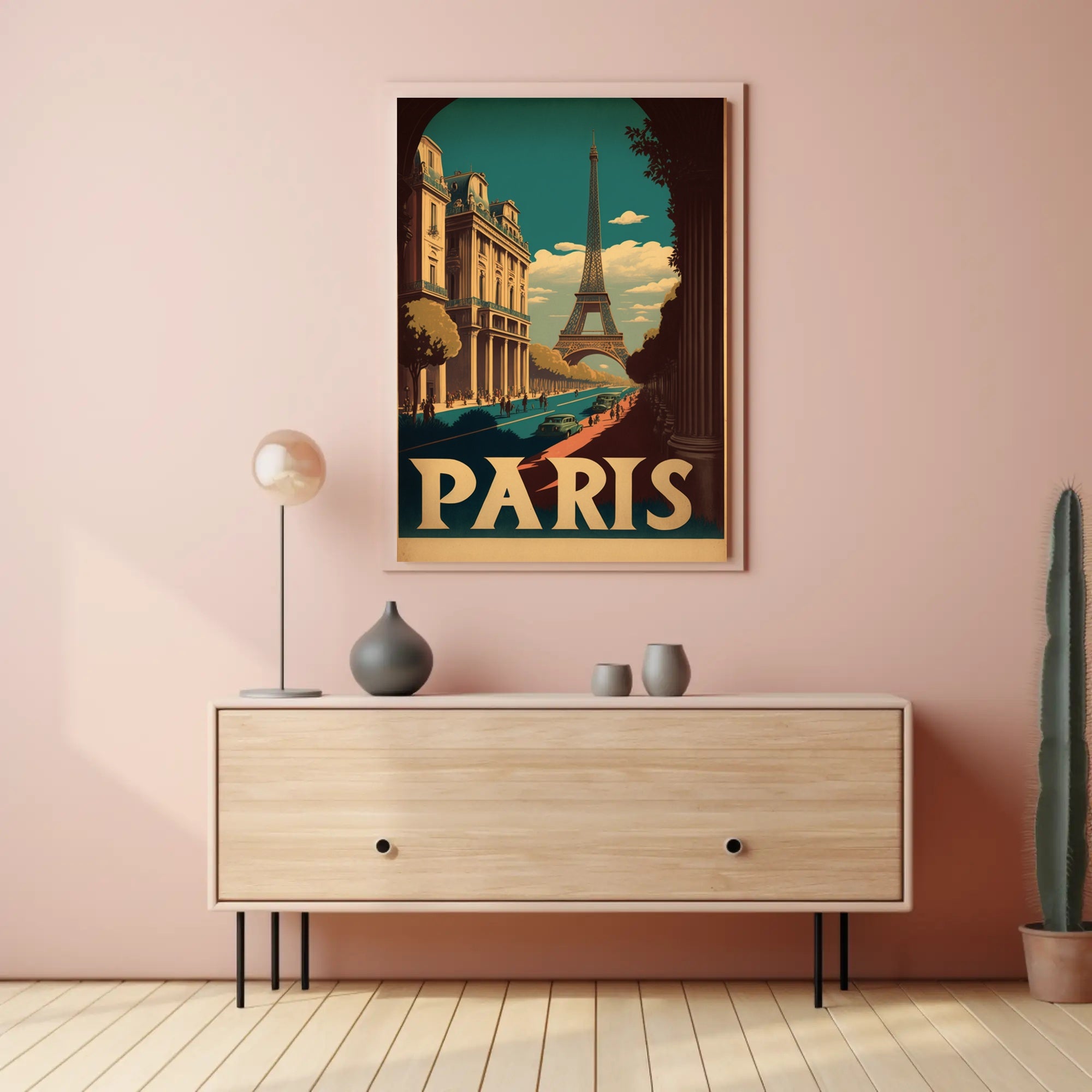 Paris in Nostalgic Cityscape Travel Poster PosterGoat