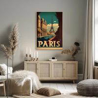 Paris in Nostalgic Cityscape Travel Poster PosterGoat