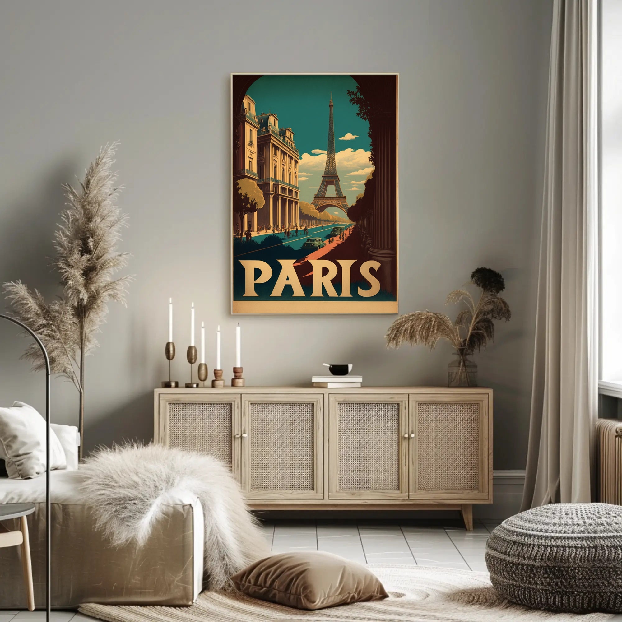 Paris in Nostalgic Cityscape Travel Poster PosterGoat