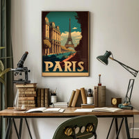 Paris in Nostalgic Cityscape Travel Poster PosterGoat