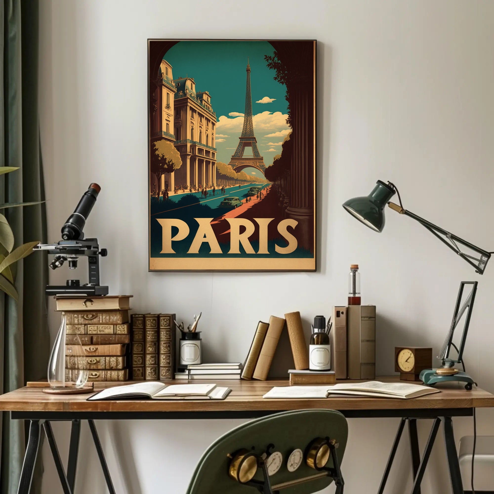 Paris in Nostalgic Cityscape Travel Poster PosterGoat