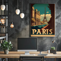 Paris in Nostalgic Cityscape Travel Poster PosterGoat