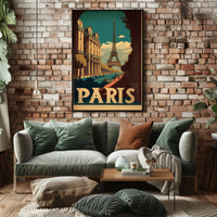 Paris in Nostalgic Cityscape Travel Poster PosterGoat