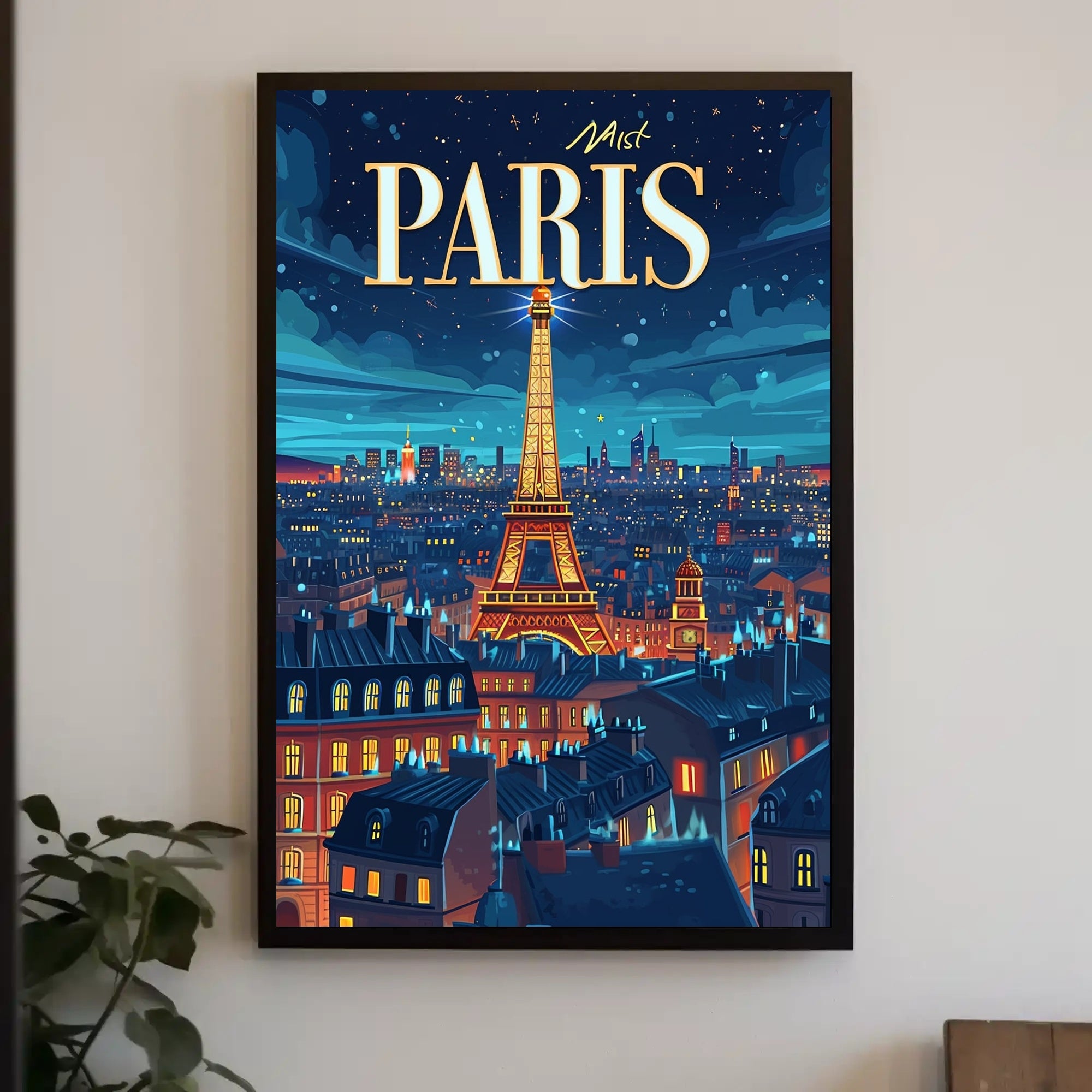 Parisian Nighttime Enchantment Urban Cityscape Poster PosterGoat