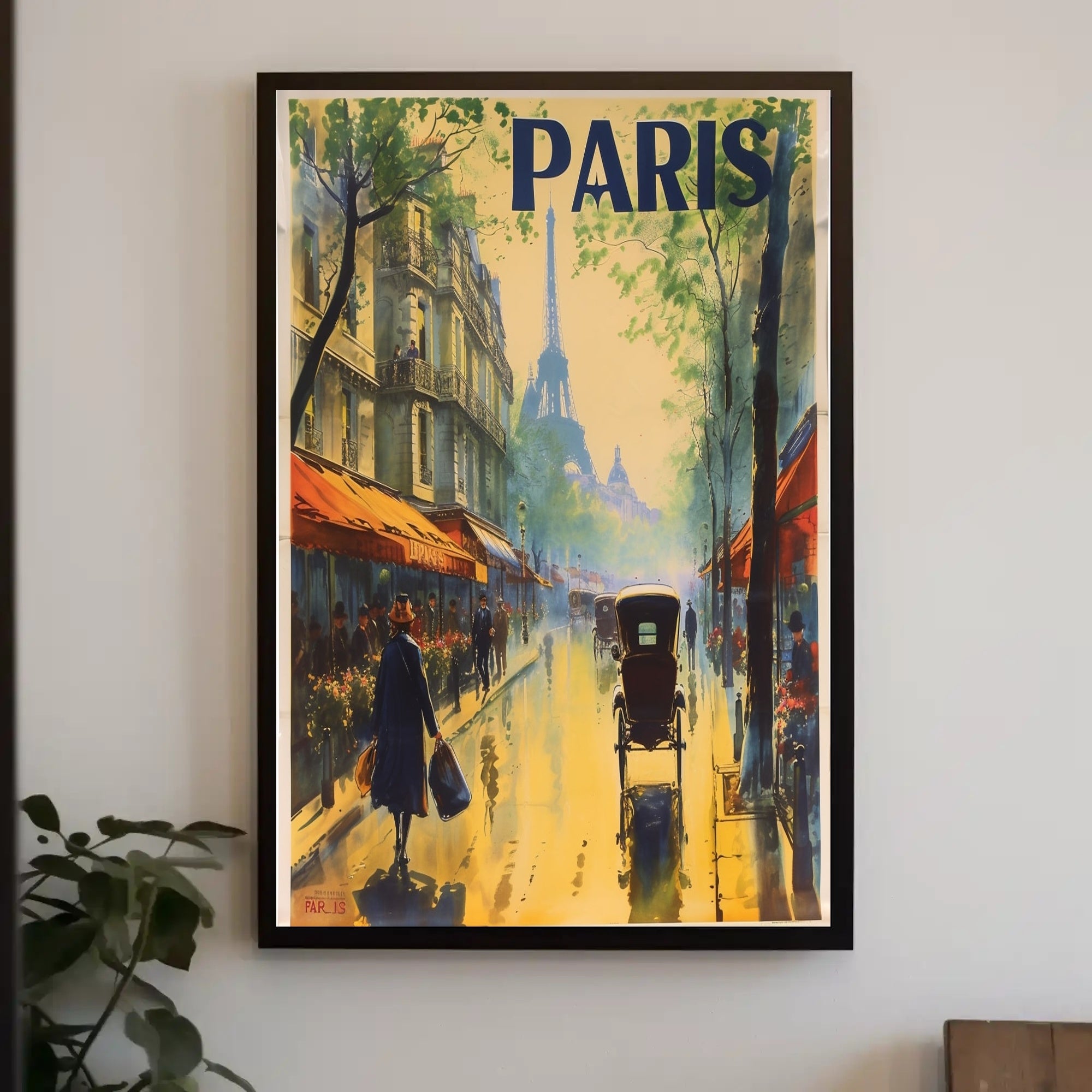 Parisian Romance with Eiffel Tower Cityscape Poster PosterGoat