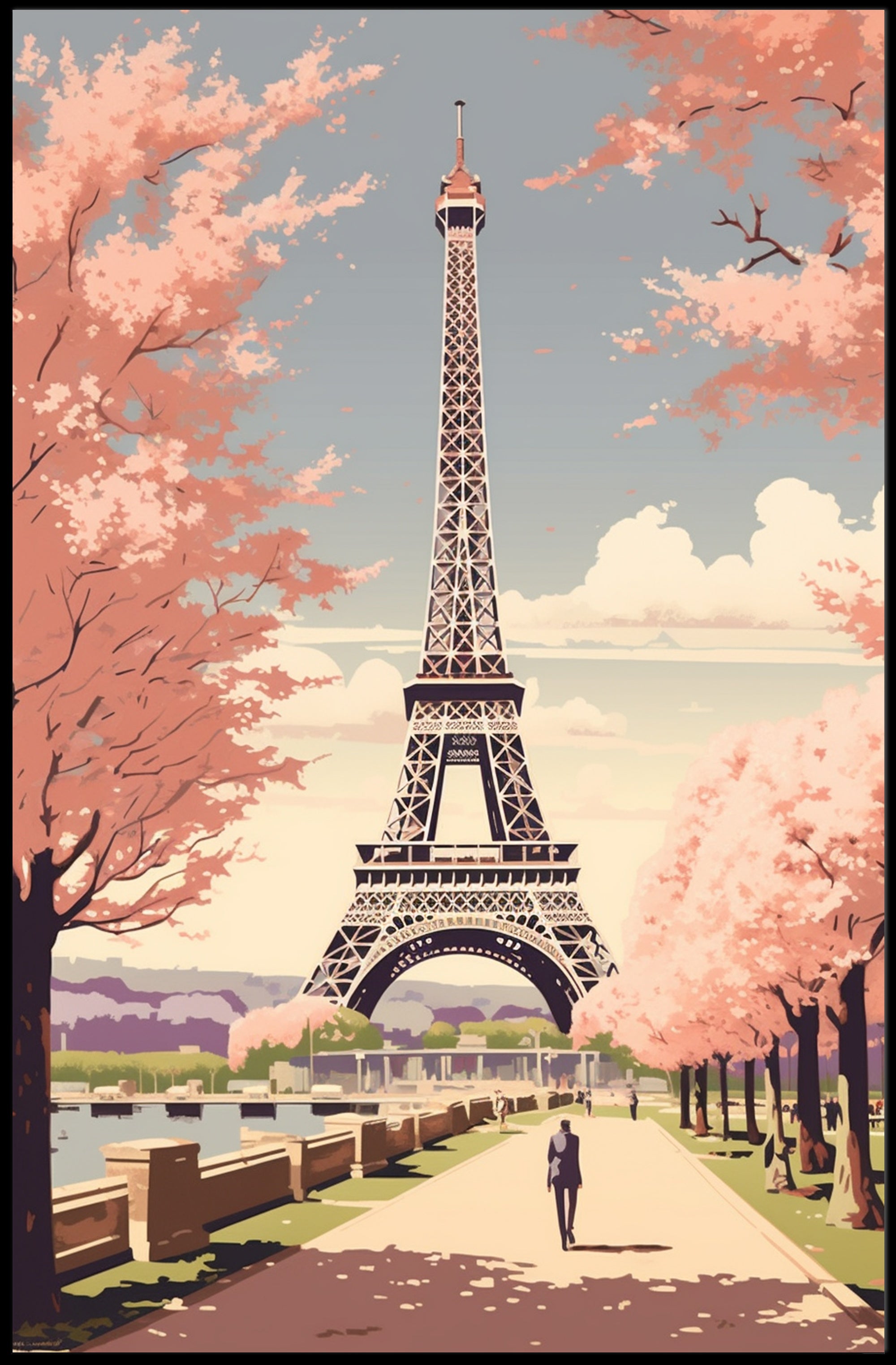 Parisian Springtime: Romantic Urban Cityscape Travel Poster PosterGoat
